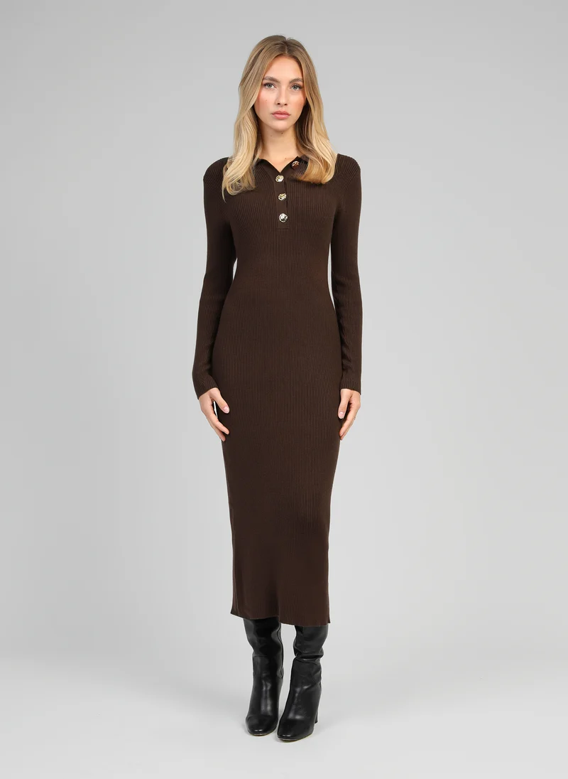ROBE LONGUE NABOLO marron