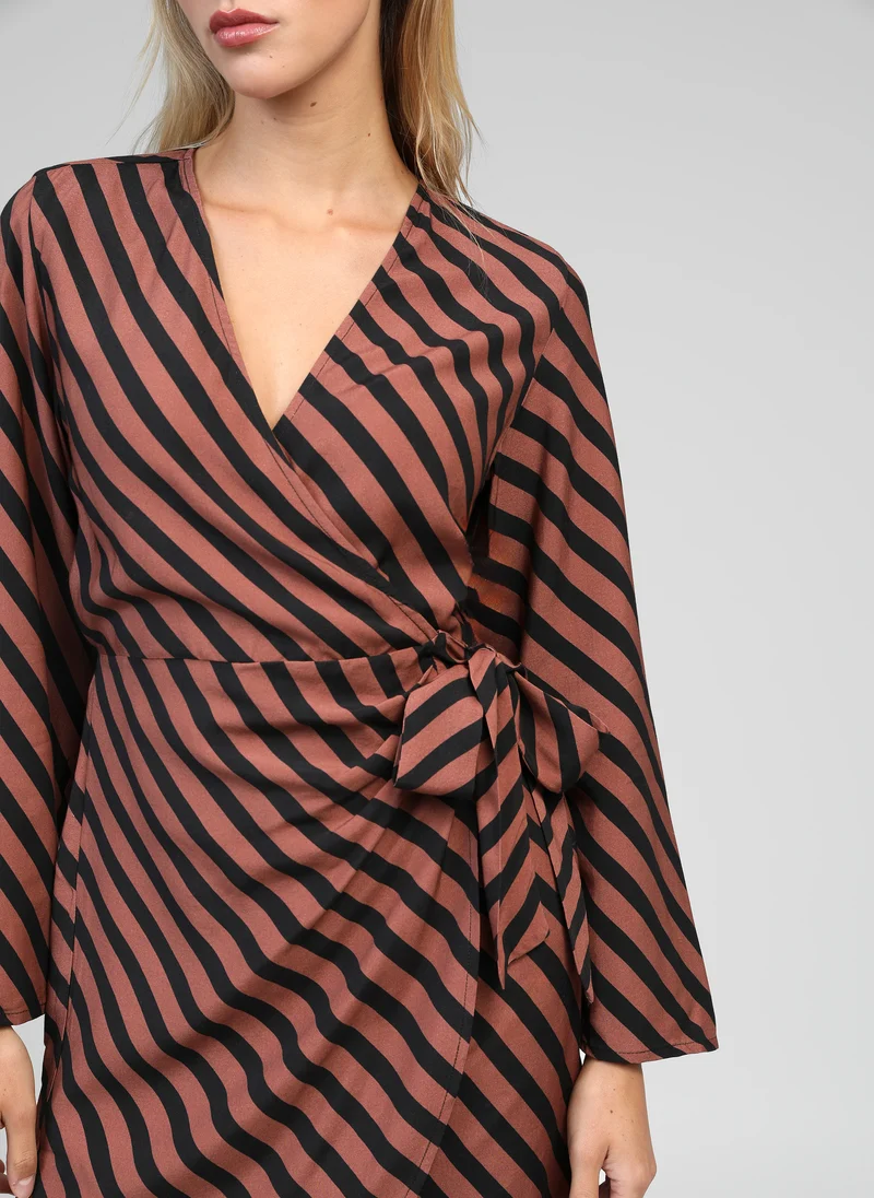 ROBE COURTE METALY stipe chocolat
