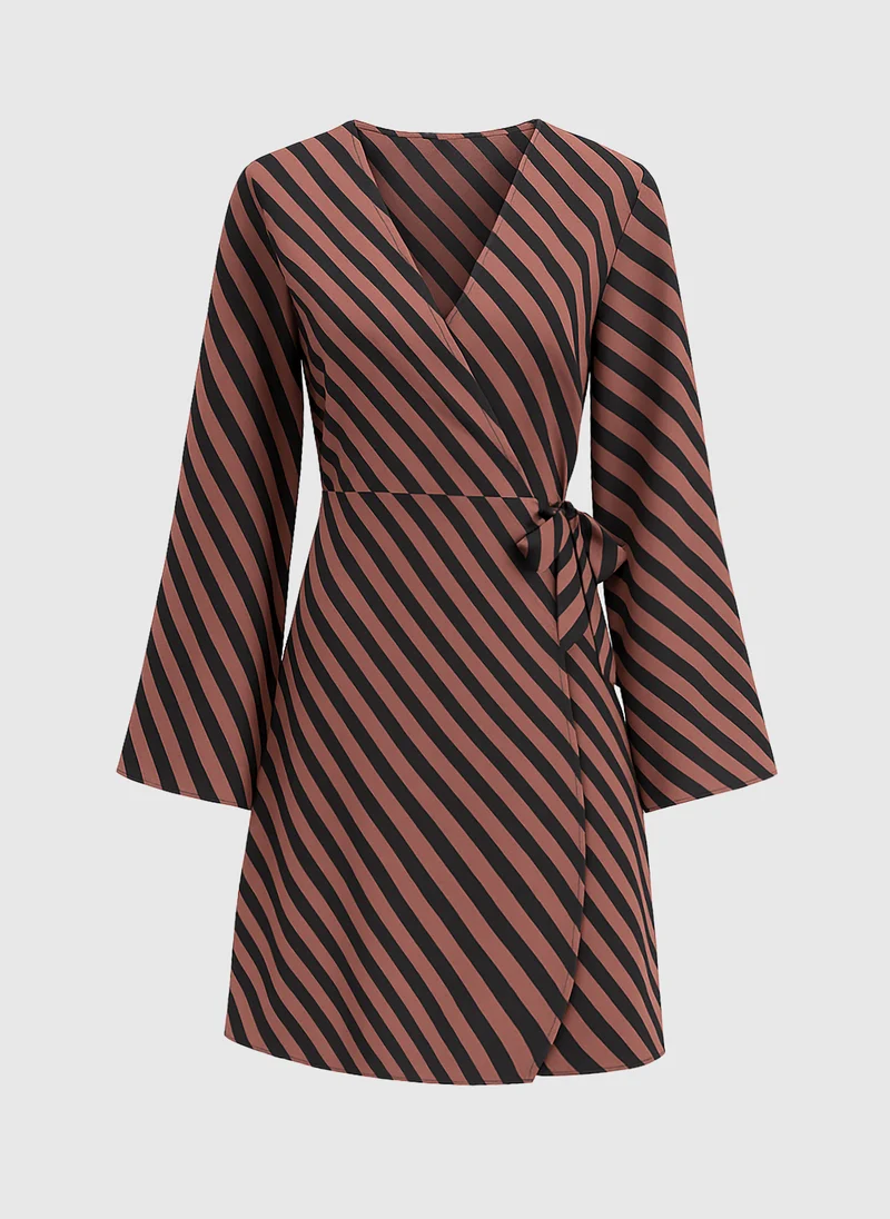 ROBE COURTE METALY stipe chocolat