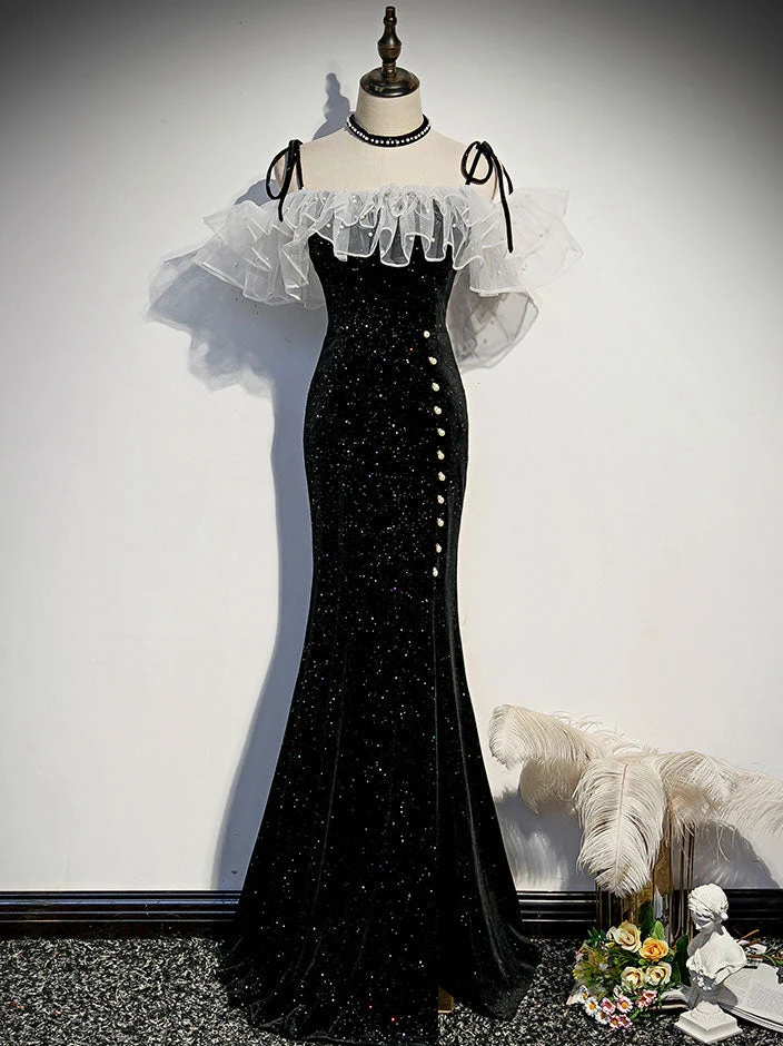 Robe de bal longue sirène bordeaux en velours
