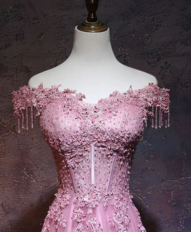 Robe de soirée longue bordeaux en tulle et dentelle à épaules dénudées