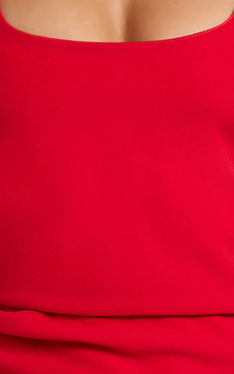 Lucinda Mini Dress - Scoop Neck Ruched Bodycon Dress in Red
