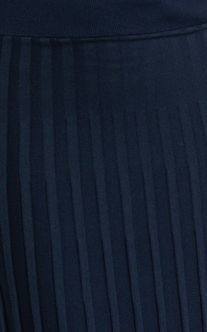 Paris Midi Dress - Strapless Drop Waist Pleated Knit Dress in Navy