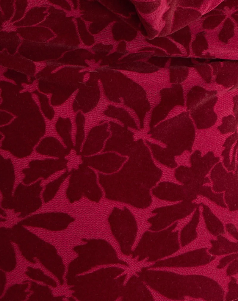 Clandy Cowl Top en maille floquée Flower Cherry