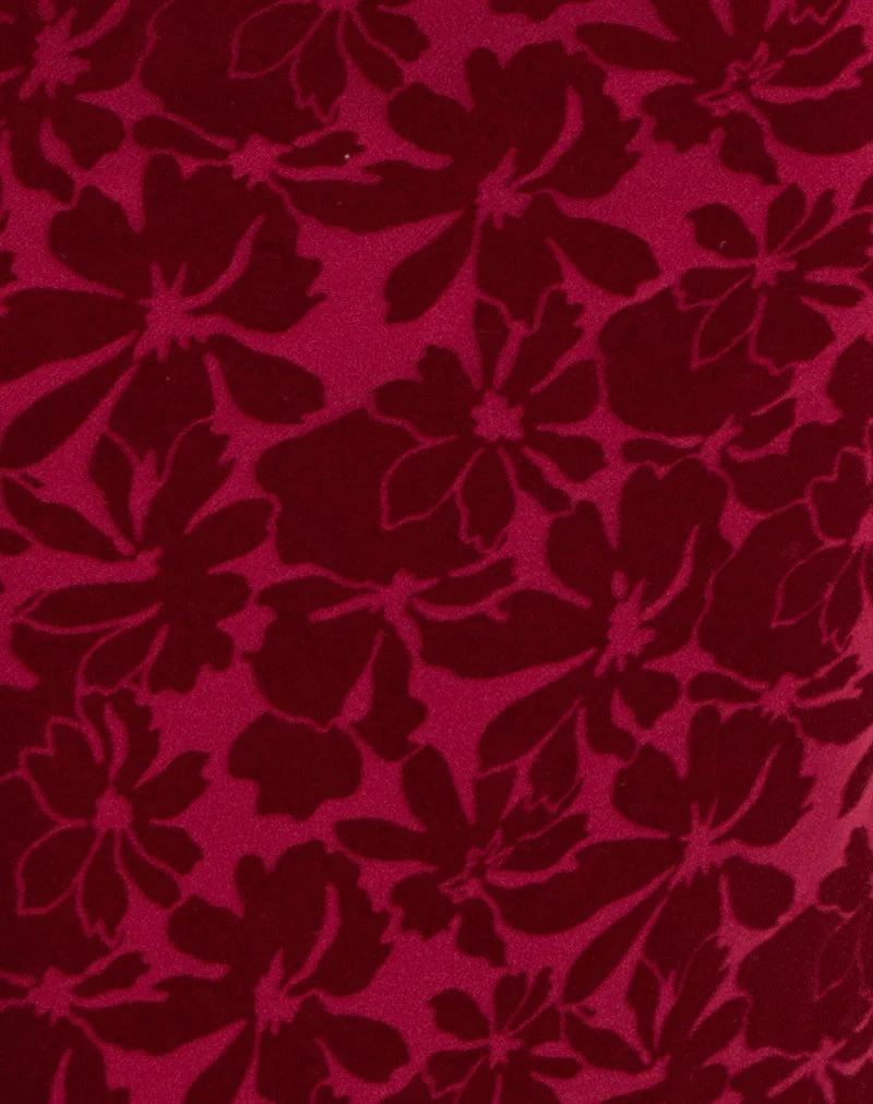 Jupe longue Alfreda, maille floquée, fleur de cerisier