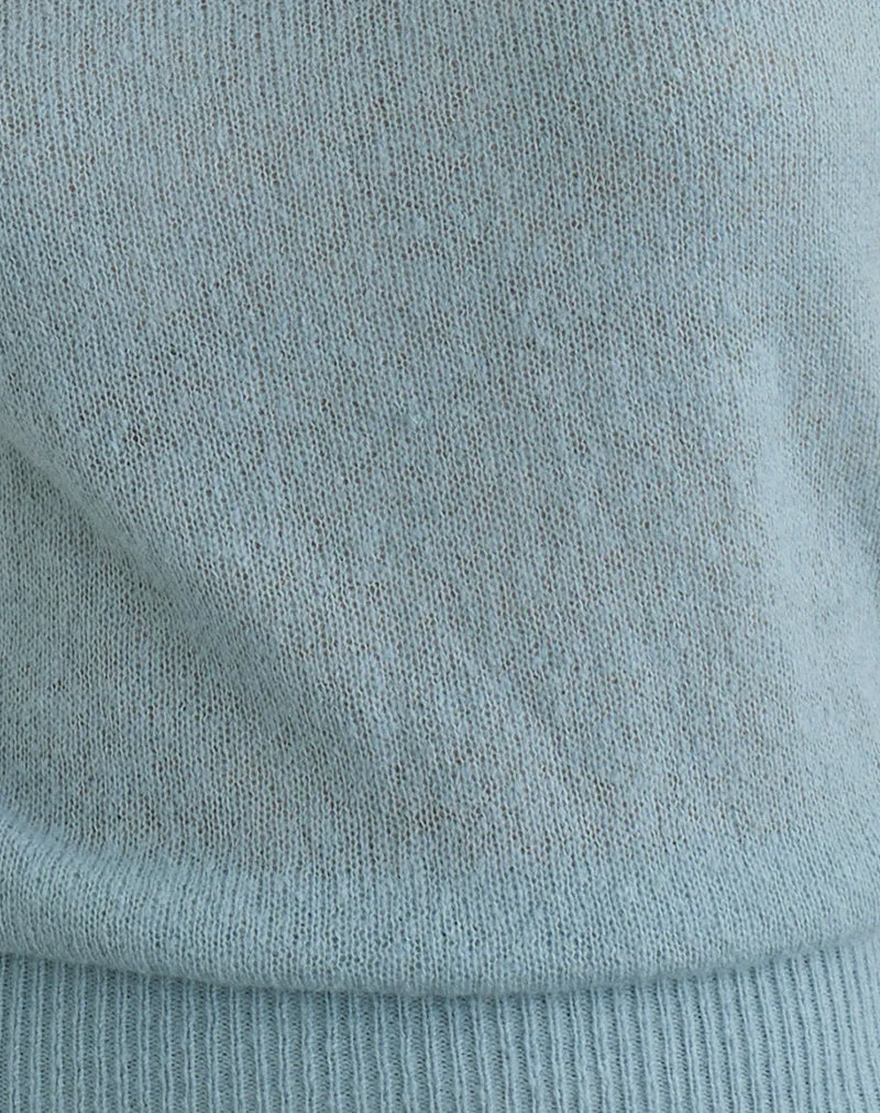 Sorin - Top à ceinture profonde en tricot bleu