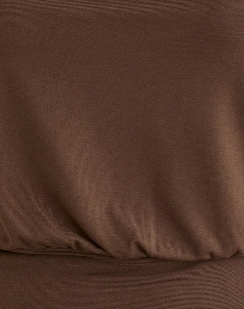 Top bandeau Leocadia en cupro chocolat amer