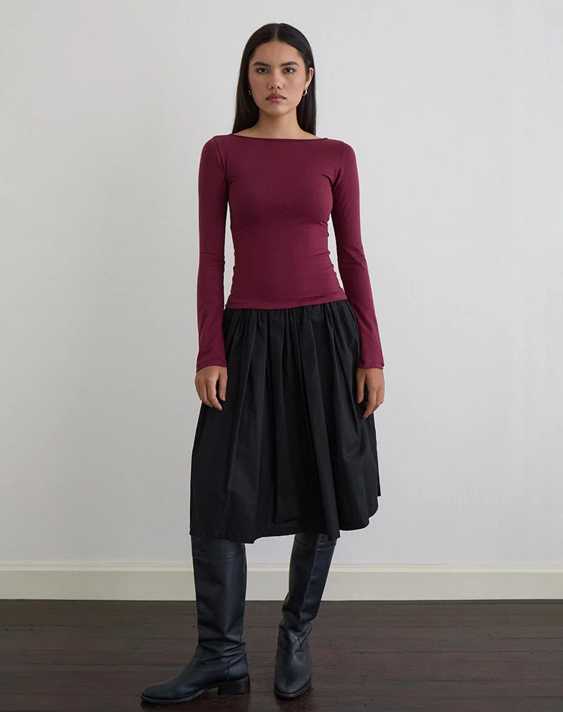 Amabon Long Sleeve Top in Burgundy