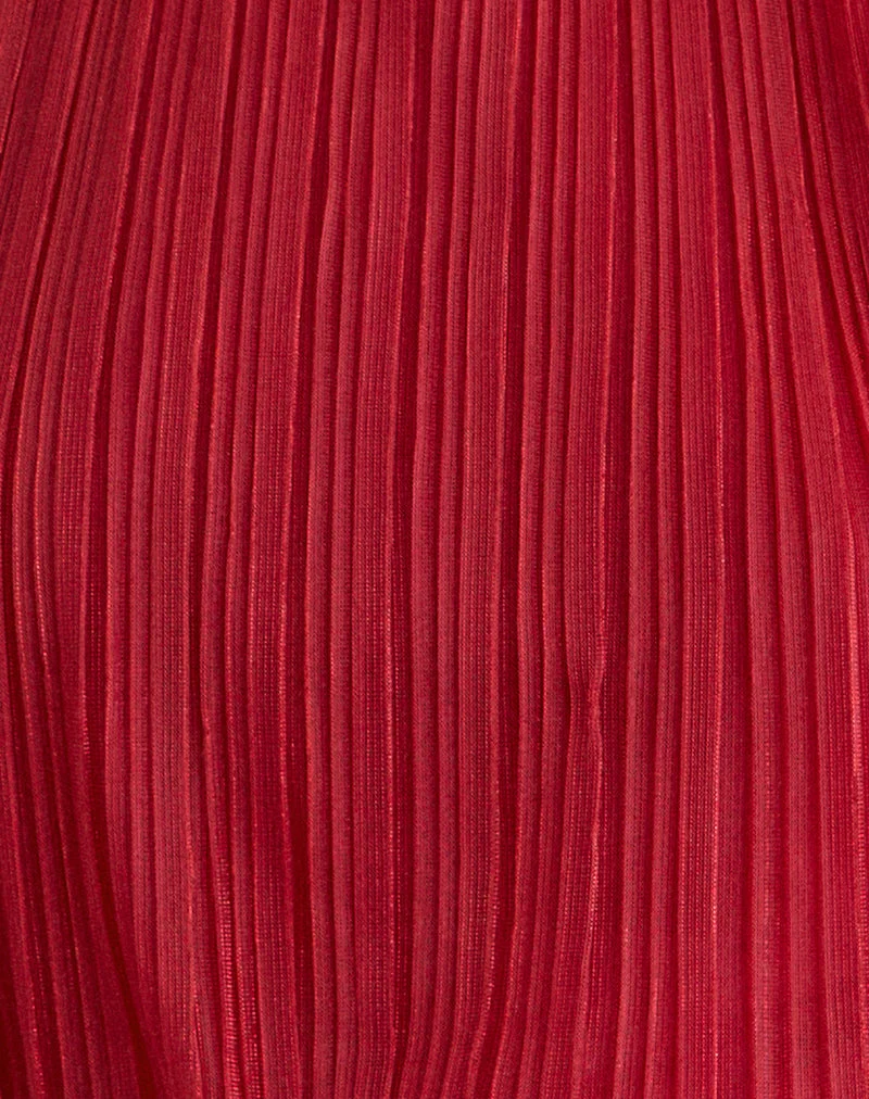 Brienne Top in Shimmer Plisse Red