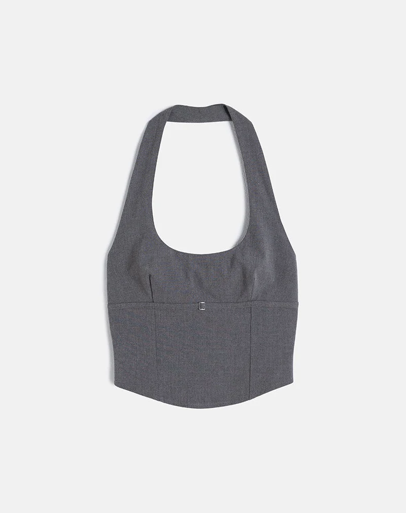 Nasya Halter Top in Tailoring Charcoal