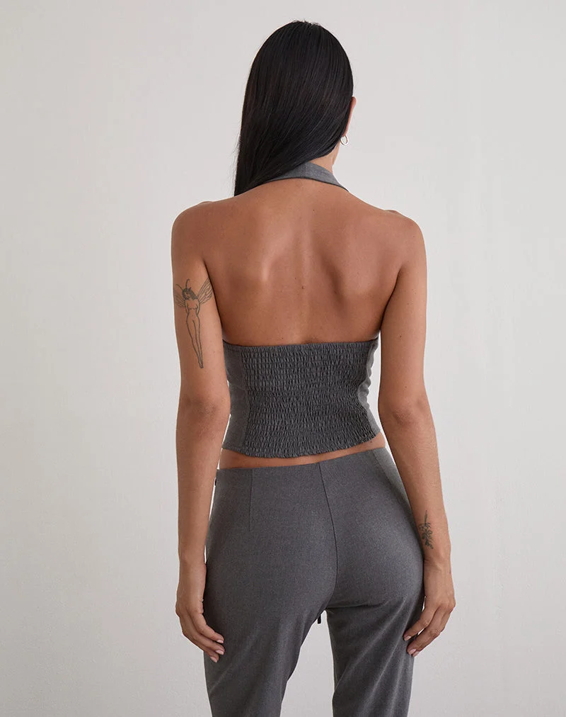 Nasya Halter Top in Tailoring Charcoal