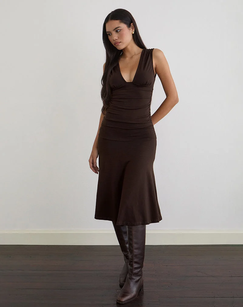 Robe midi Laluma, chocolat amer