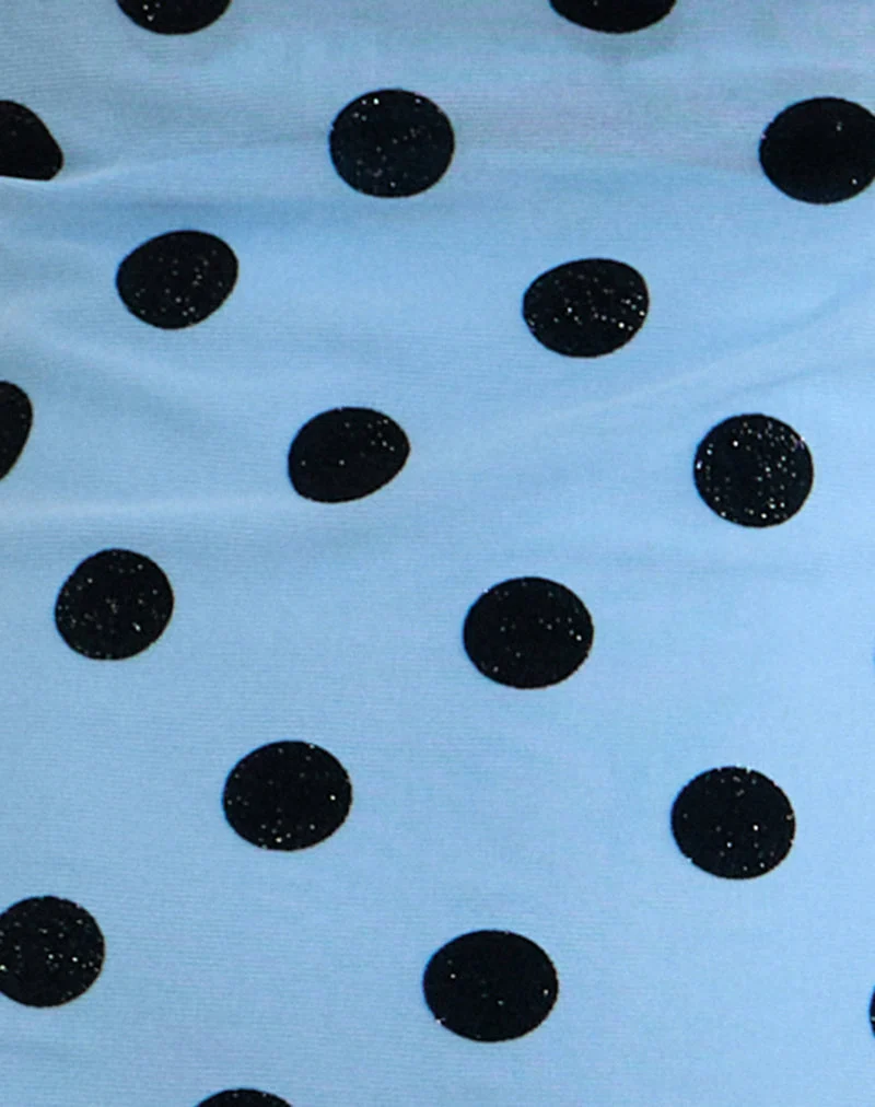Eltazia Mini Dress in Blue with Polka Space Black (Mini robe en bleu avec espace polaire noir)