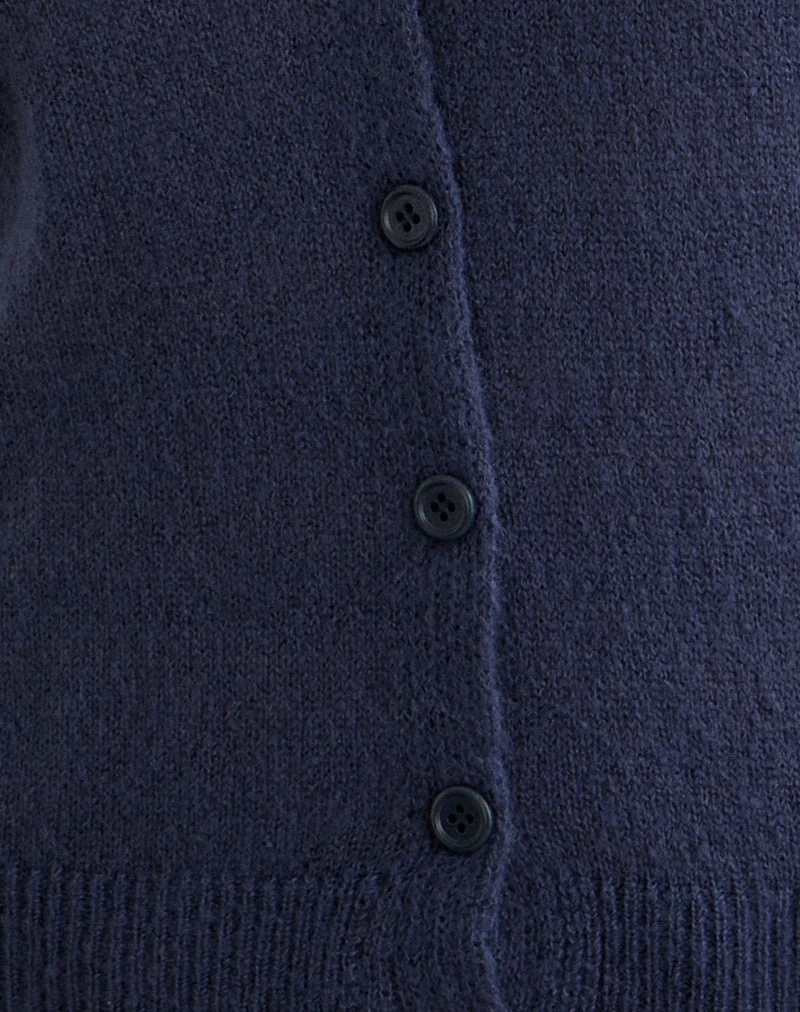 Cardigan Renisa en maille transparente marine