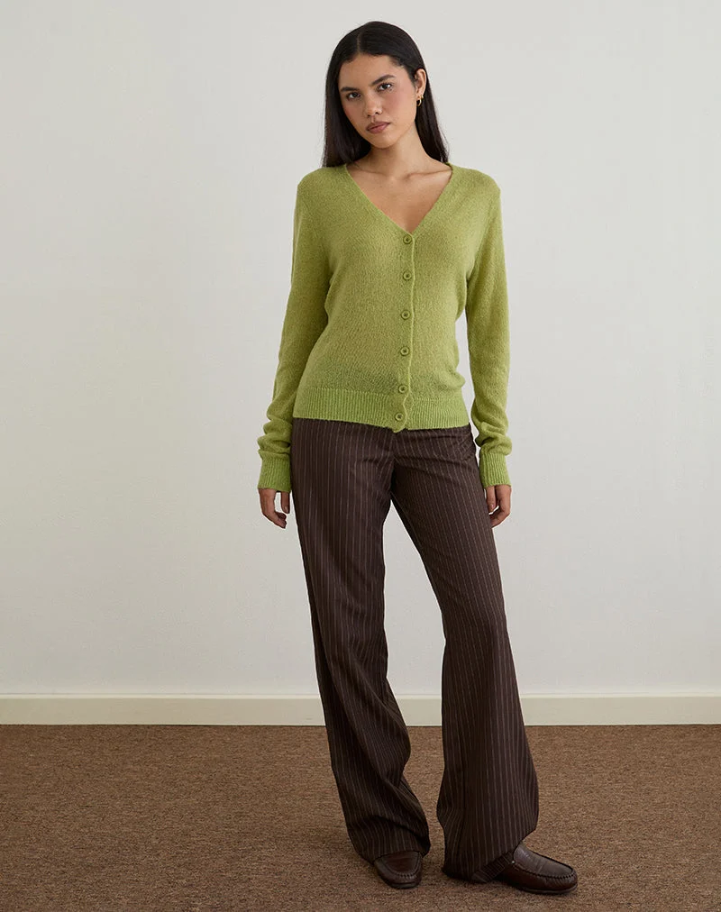 Cardigan Renisa en maille transparente vert