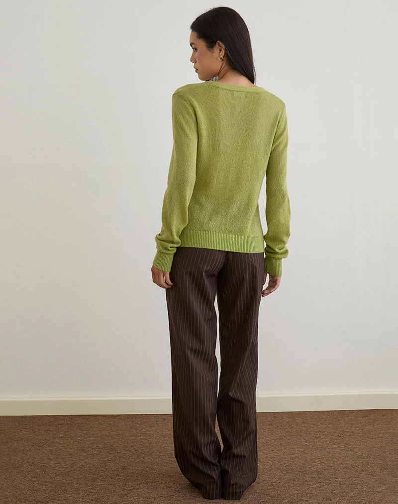 Cardigan Renisa en maille transparente vert