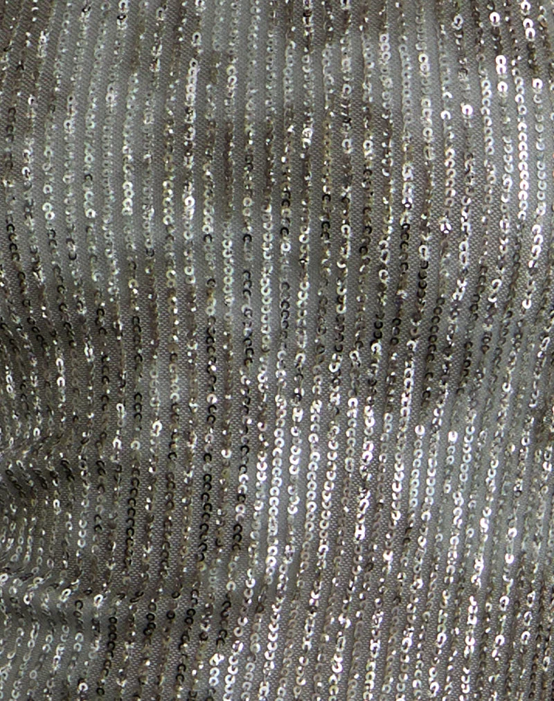 Dikta - Mini robe asymétrique en paillettes vertes et grises