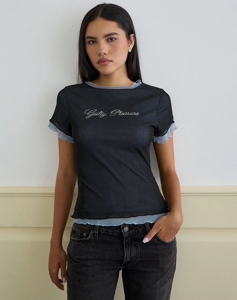 Noburia Top in Black Blue Guilty Pleasure Hot Fix