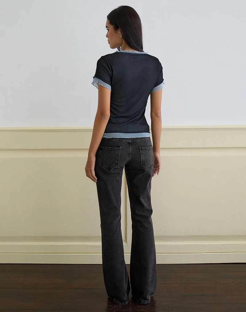Noburia Top in Black Blue Guilty Pleasure Hot Fix