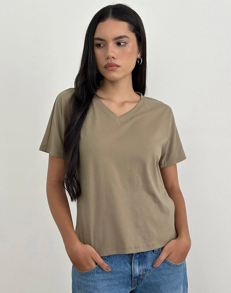 Top Viman en jersey kaki