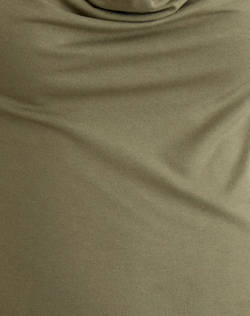 Slater Studded Top in Rayon Jersey Khaki