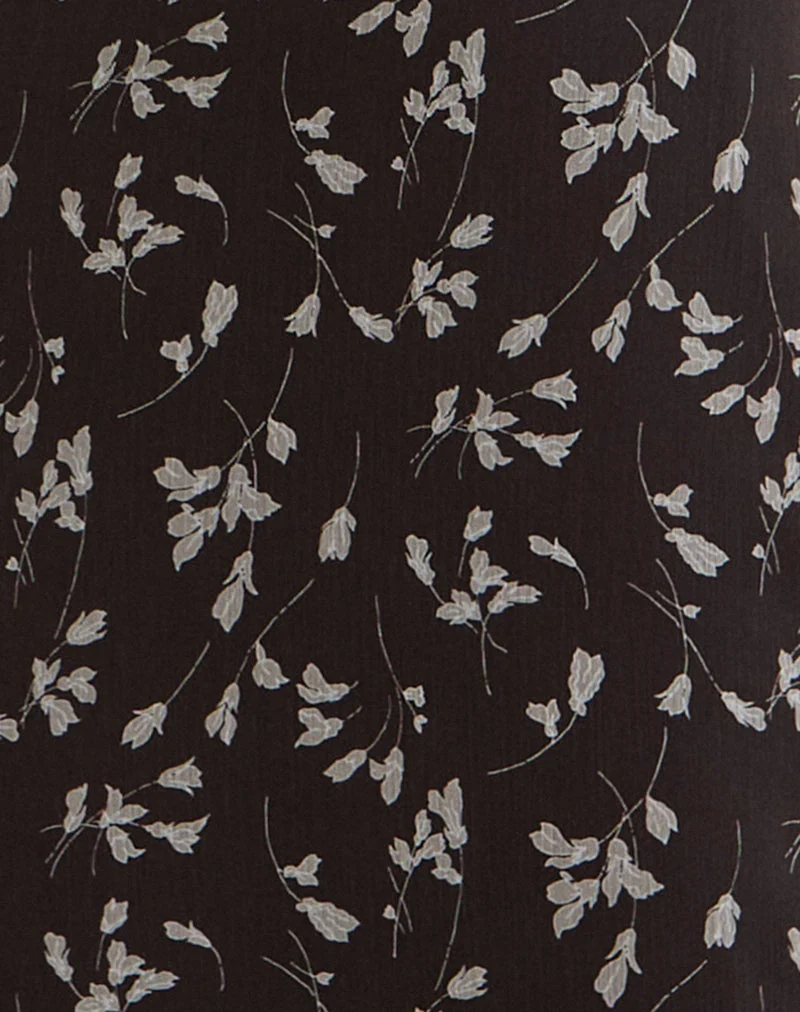 Robe longue Sunita en mousseline de fleurs, marron