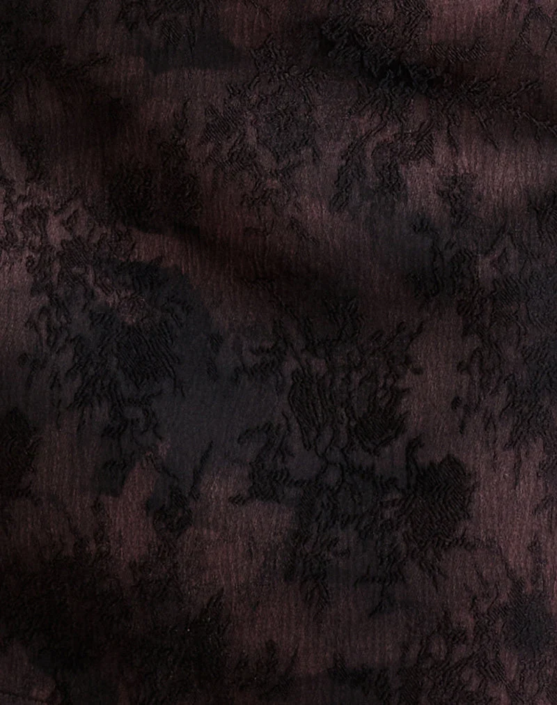 Minijupe Iniya en jacquard floral violet foncé