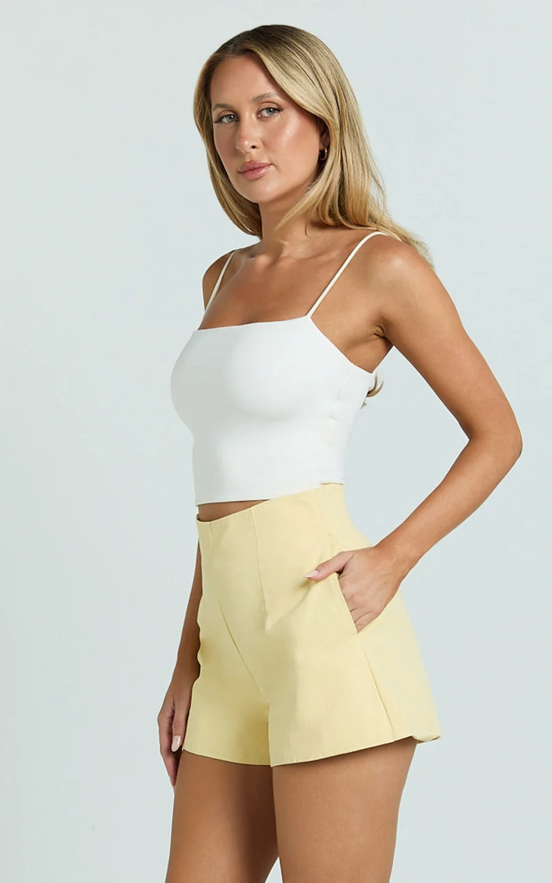 Harvey Shorts - High Waisted Tailored Shorts in Lemon