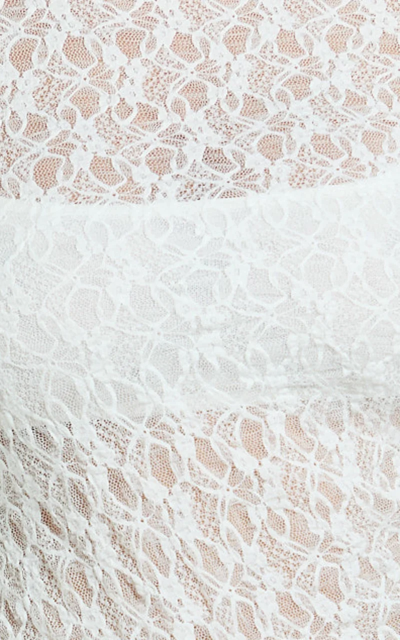 Karlene Top - Stretch Lace Long Sleeve With Bandeau Top in Ivory