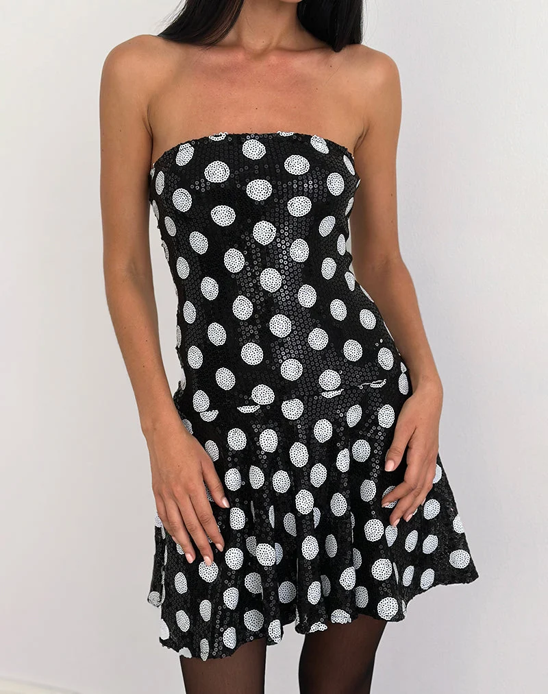 Mini robe Pipo en paillettes polka monochrome