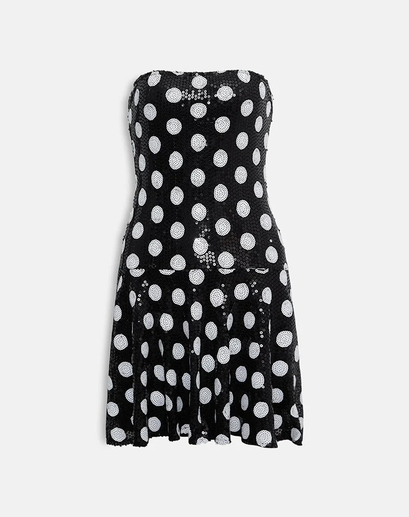Mini robe Pipo en paillettes polka monochrome