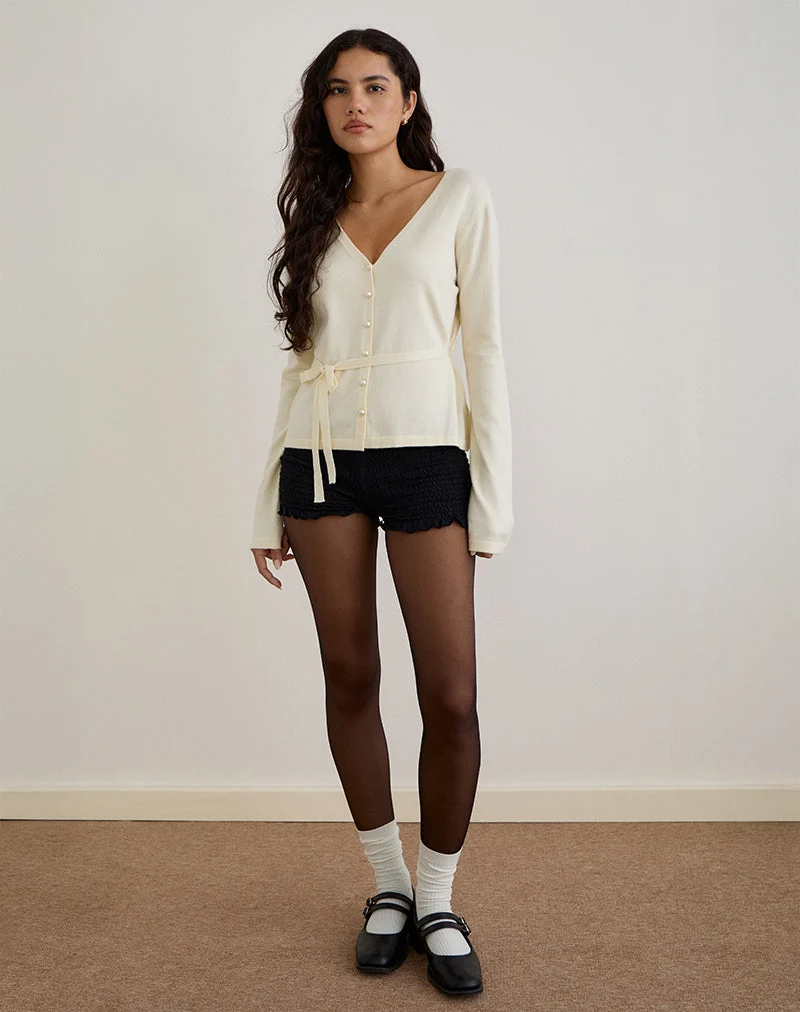 Divya Cardigan avec cravate en tricot crème