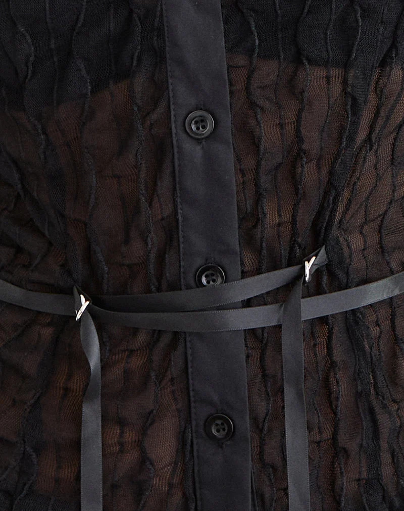 Chemise Christabel en maille texturée Noir