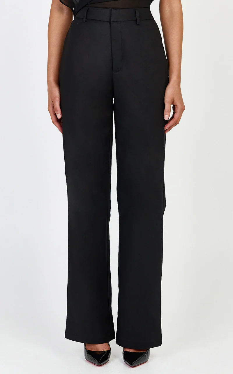 Carolyn Pants - High Waist Slim Straight Leg Tailored Pants in Black