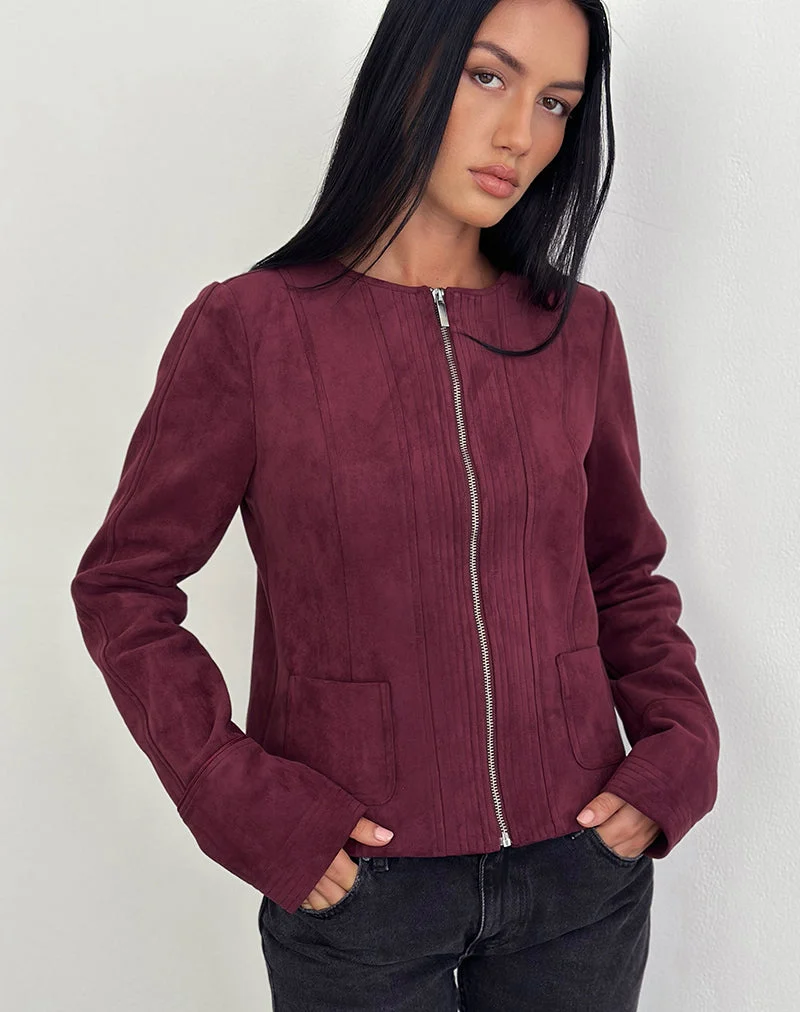 Veste Ukiyo en faux daim Bourgogne