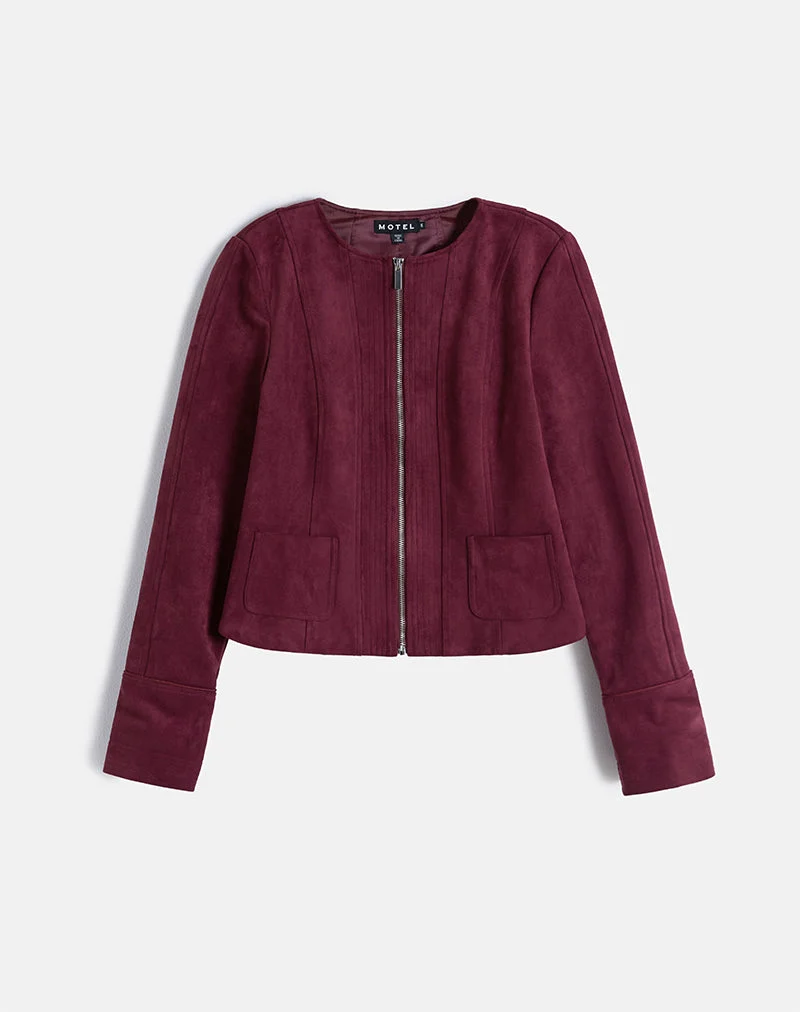 Veste Ukiyo en faux daim Bourgogne