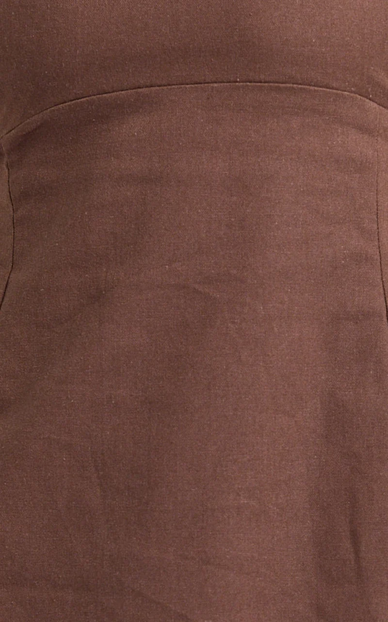 Sienna Mini Dress - Square Neck A Line Dress in Chocolate