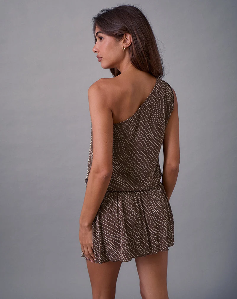 Mini robe Dyle en flocon de pois abstrait marron