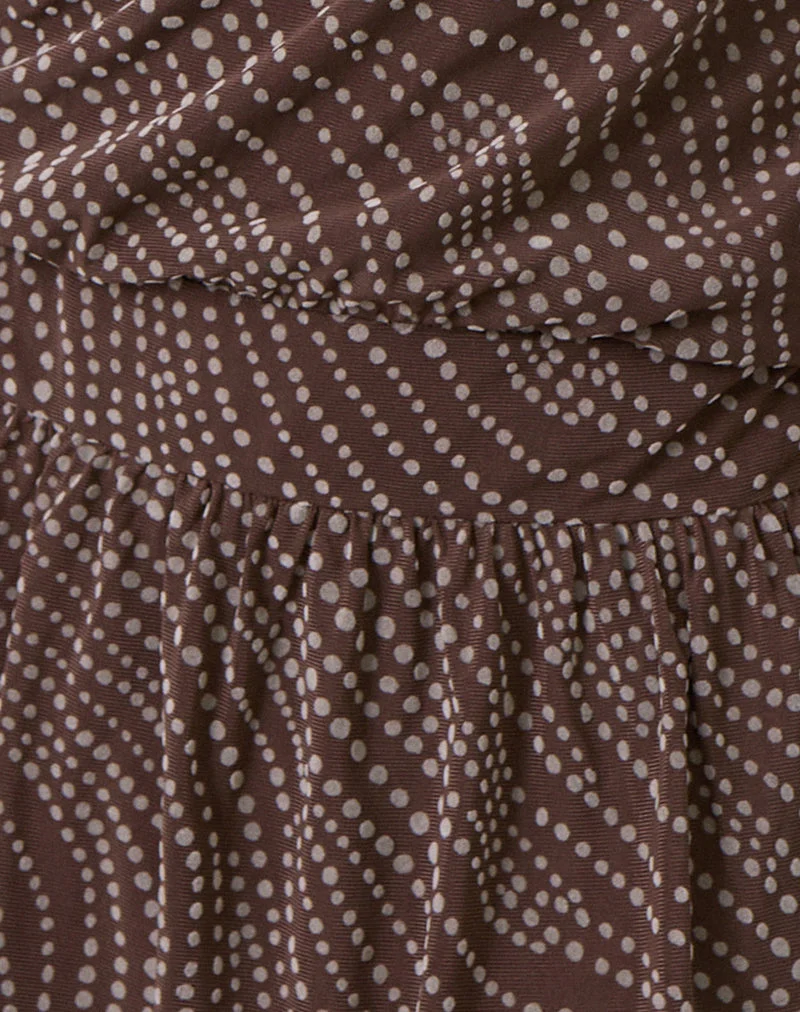 Mini robe Dyle en flocon de pois abstrait marron