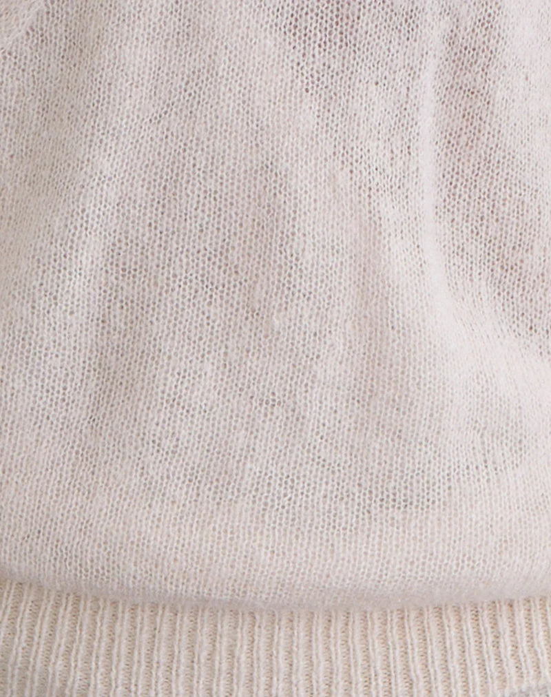 Saroya Plunge Wrap Top in Knit Ecru