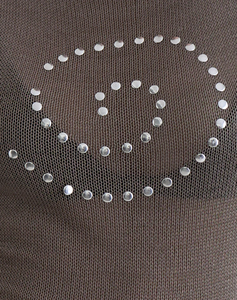 Top Miraya en maille transparente cloutée Iron
