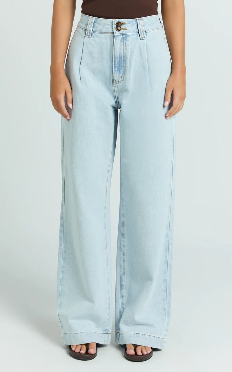 Fergie Jeans - Denim High Waisted Straight Leg Denim Jeans in Light Blue