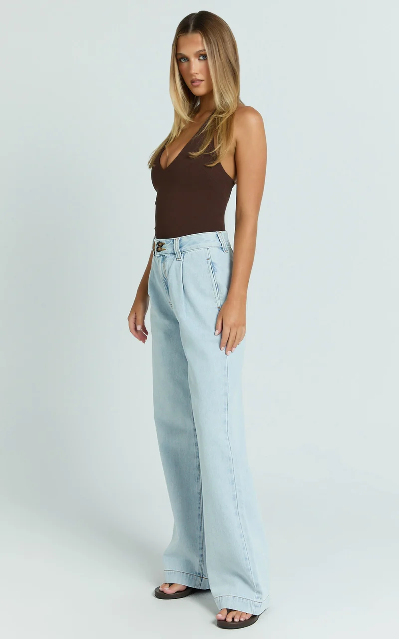 Fergie Jeans - Denim High Waisted Straight Leg Denim Jeans in Light Blue