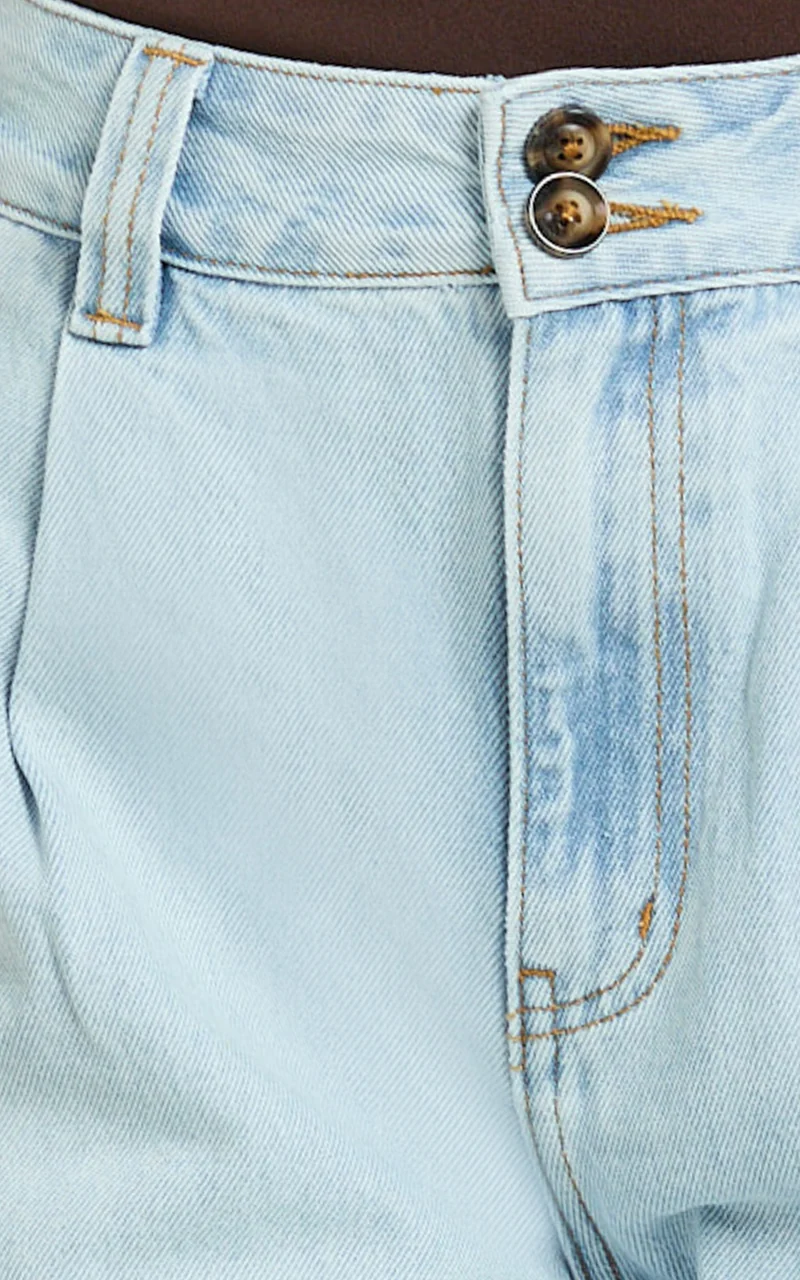 Fergie Jeans - Denim High Waisted Straight Leg Denim Jeans in Light Blue