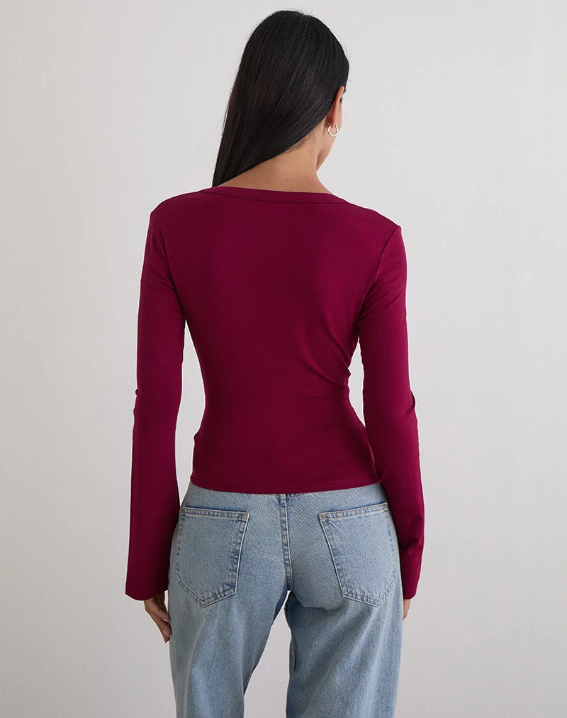 Emesy Long Sleeve Top in Burgundy