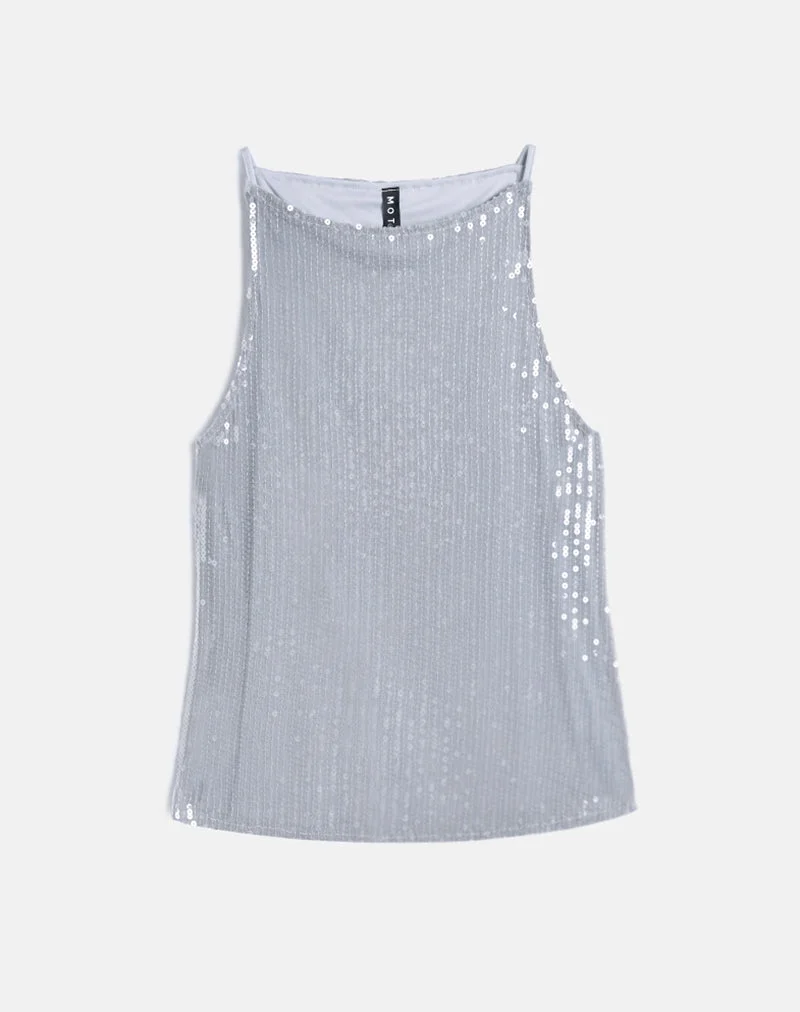 Gilet Damske en paillettes transparentes teintées gris
