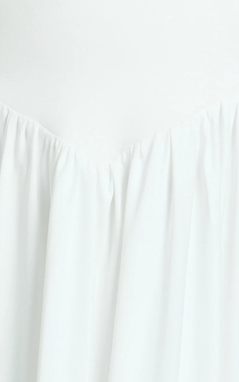 Gail Maxi Dress - Jersey Scoop Neck High Split Dress in White