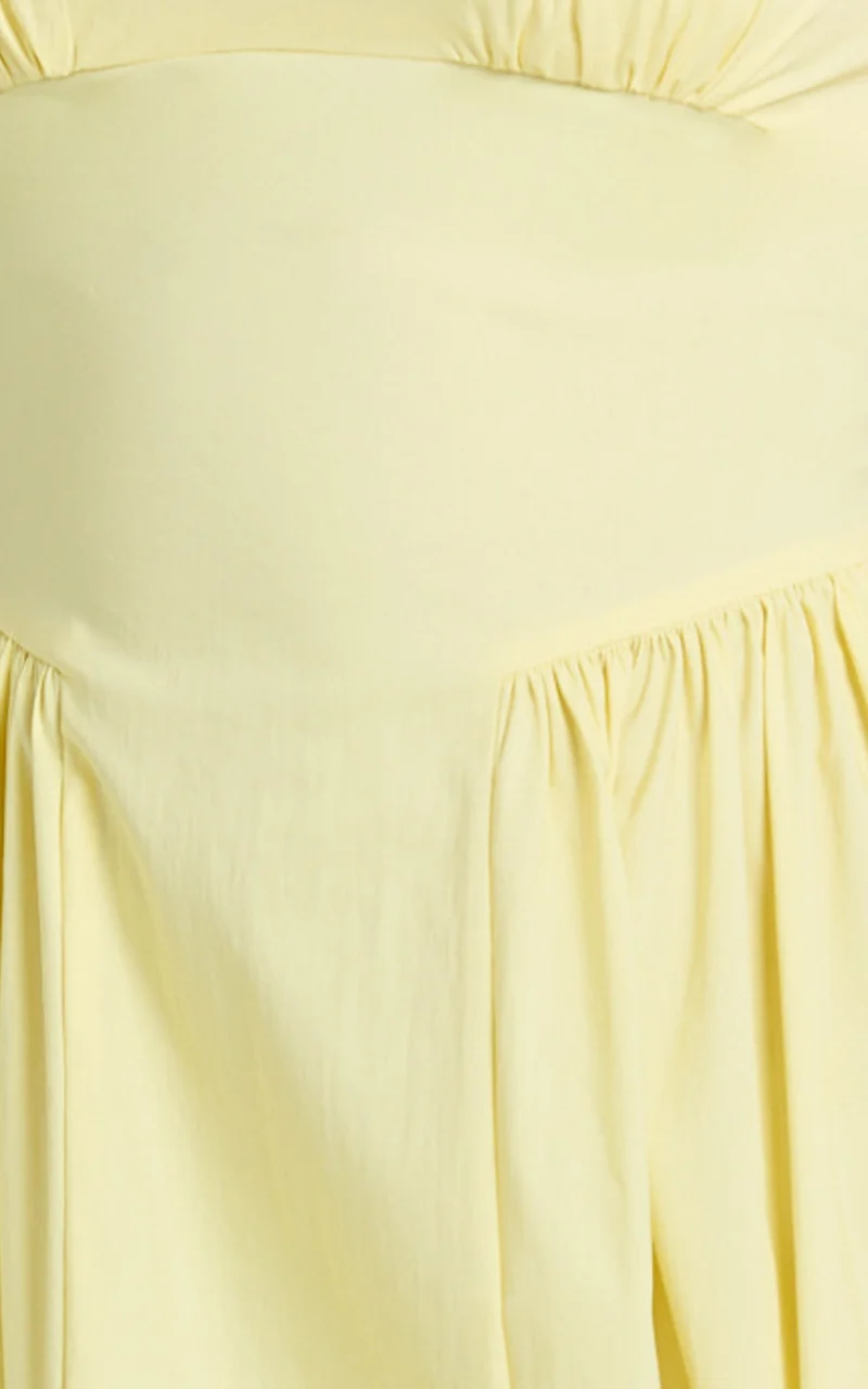 Donatella Midi Dress - Ruched Bust Fit And Flare Dress in Lemon