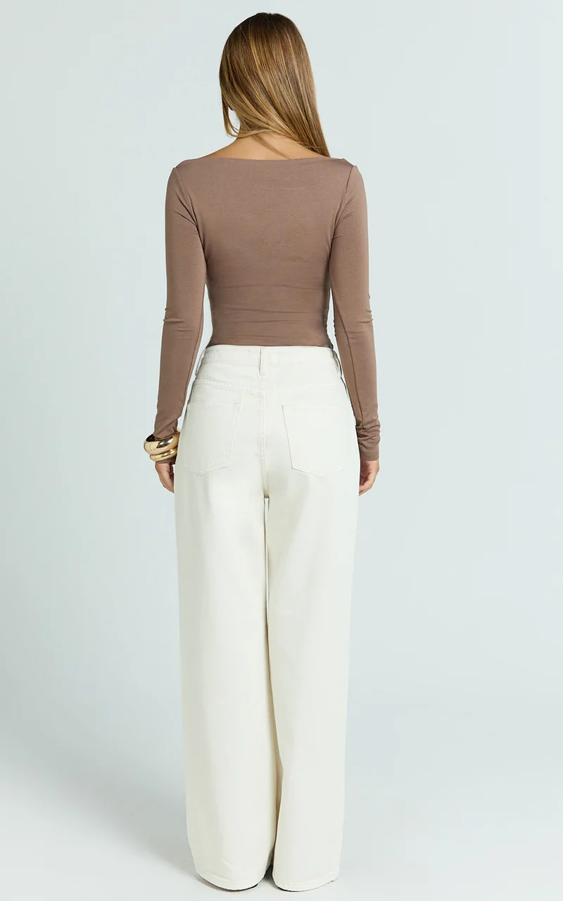 Cole Jeans - High Waist Relaxed Wide Leg Recycled Denim Jeans in Ecru