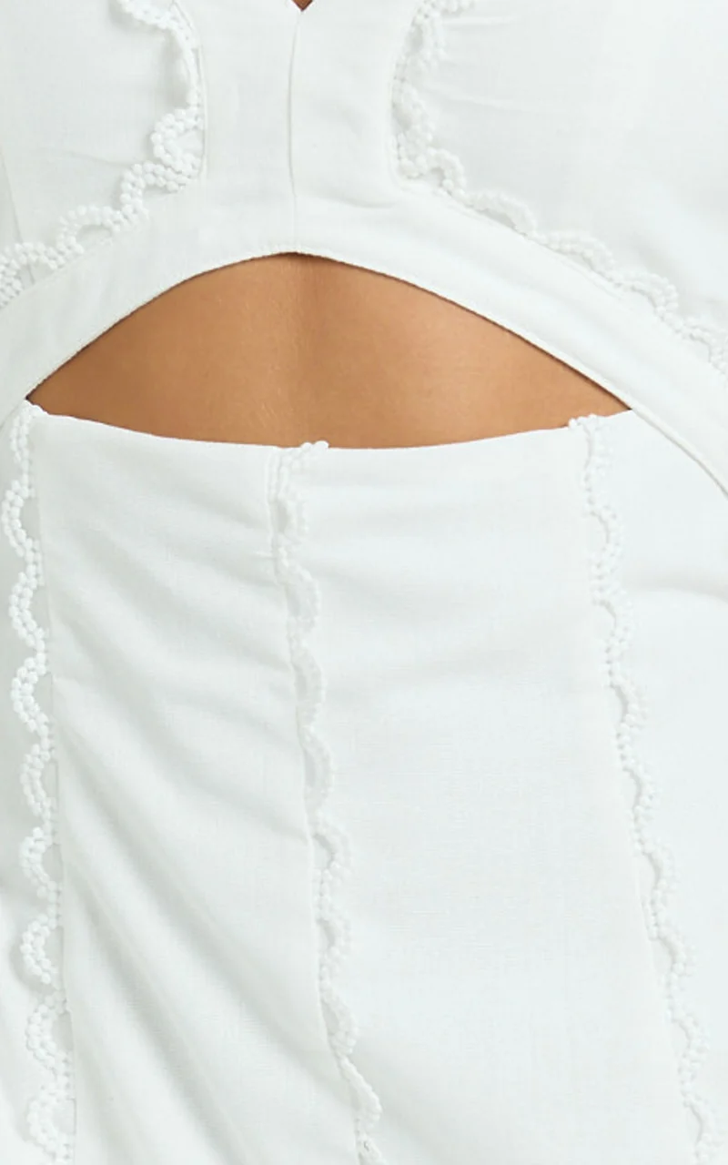 Dexter Midi Dress - V Neck A Line Dress in Off White